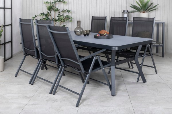 Virya & Break matgrupp 1 bord + 6 stolar svart Venture Home