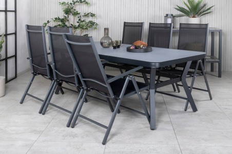 Virya & Break matgrupp 1 bord + 6 stolar svart Venture Home