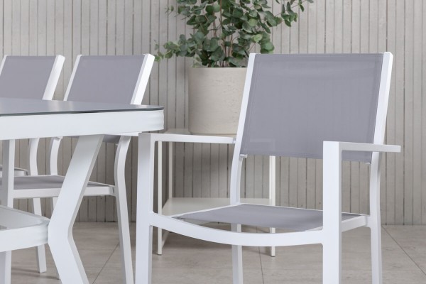 Virya & Copacabana matgrupp 1 bord + 6 stolar vit/grå Venture Home