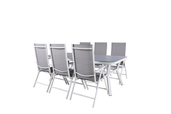 Virya & Break matgrupp 1 bord + 6 stolar vit/grå Venture Home
