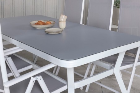 Virya & Break matgrupp 1 bord + 6 stolar vit/grå Venture Home
