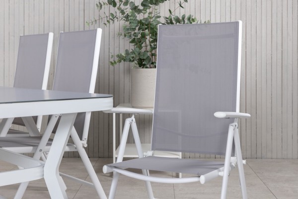 Virya & Break matgrupp 1 bord + 6 stolar vit/grå Venture Home