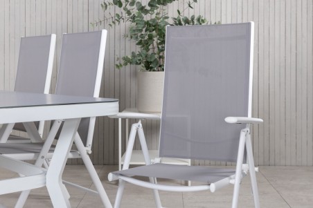 Virya & Break matgrupp 1 bord + 6 stolar vit/grå Venture Home