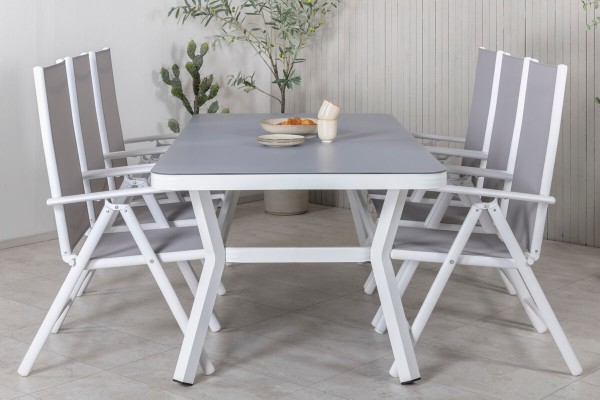 Virya & Break matgrupp 1 bord + 6 stolar vit/grå Venture Home