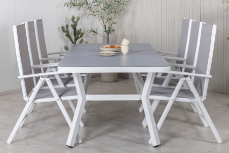 Virya & Break matgrupp 1 bord + 6 stolar vit/grå Venture Home