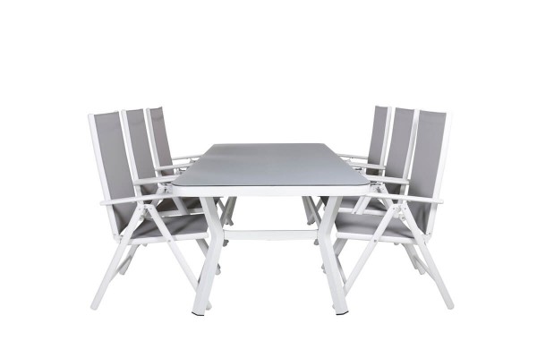 Virya & Break matgrupp 1 bord + 6 stolar vit/grå Venture Home