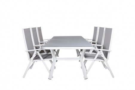 Virya & Break matgrupp 1 bord + 6 stolar vit/grå Venture Home