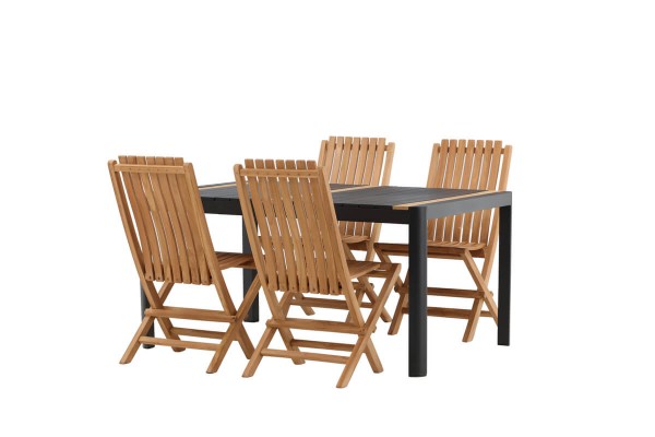 Togo & Ghana matgrupp 1 bord + 4 stolar svart/natur Venture Home