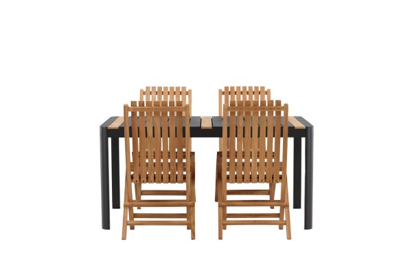 Togo & Ghana matgrupp 1 bord + 4 stolar svart/natur Venture Home