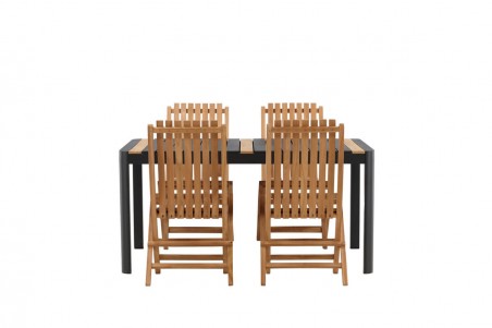 Togo & Ghana matgrupp 1 bord + 4 stolar svart/natur Venture Home