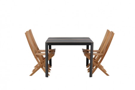 Togo & Ghana matgrupp 1 bord + 4 stolar svart/natur Venture Home