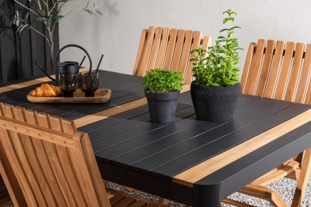 Togo & Ghana matgrupp 1 bord + 4 stolar svart/natur Venture Home