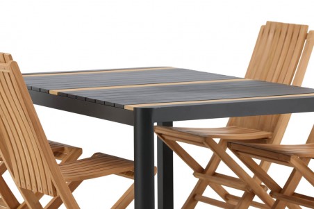 Togo & Ghana matgrupp 1 bord + 4 stolar svart/natur Venture Home