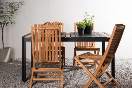 Togo & Ghana matgrupp 1 bord + 4 stolar svart/natur Venture Home