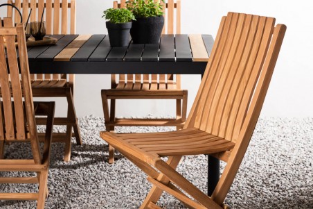 Togo & Ghana matgrupp 1 bord + 4 stolar svart/natur Venture Home