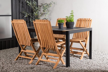 Togo & Ghana matgrupp 1 bord + 4 stolar svart/natur Venture Home