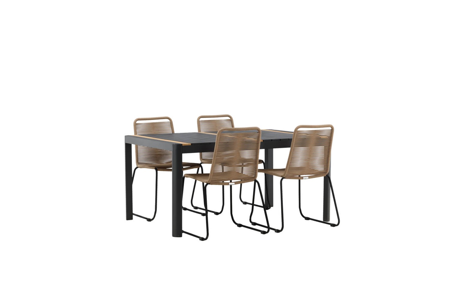 Togo & Lindos matgrupp 1 bord + 4 stolar brun/svart Venture Home