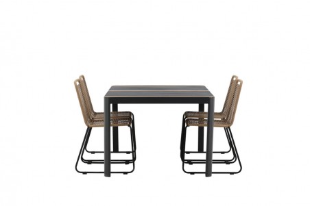 Togo & Lindos matgrupp 1 bord + 4 stolar brun/svart Venture Home
