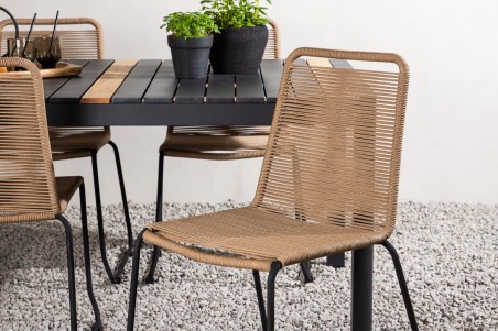 Togo & Lindos matgrupp 1 bord + 4 stolar brun/svart Venture Home