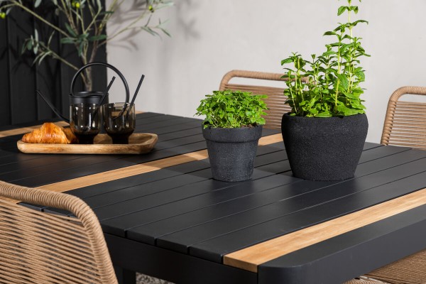 Togo & Lindos matgrupp 1 bord + 4 stolar brun/svart Venture Home