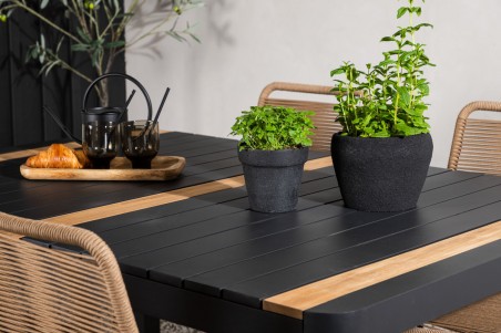 Togo & Lindos matgrupp 1 bord + 4 stolar brun/svart Venture Home