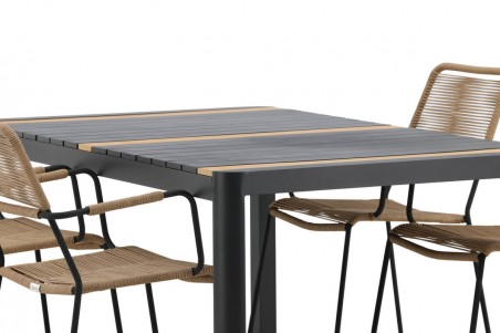 Togo & Lindos matgrupp 1 bord + 4 stolar svart/brun Venture Home