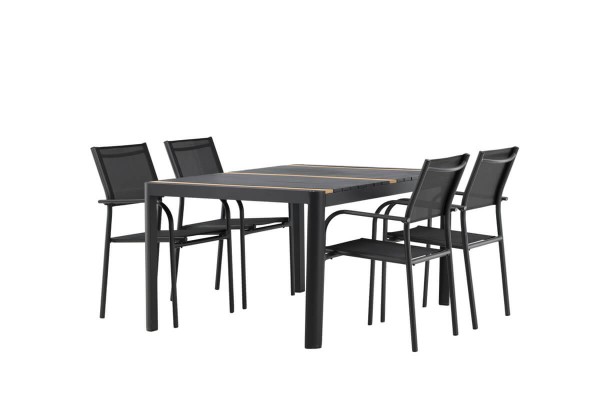 Togo & Santorini matgrupp 1 bord + 4 stolar svart Venture Home