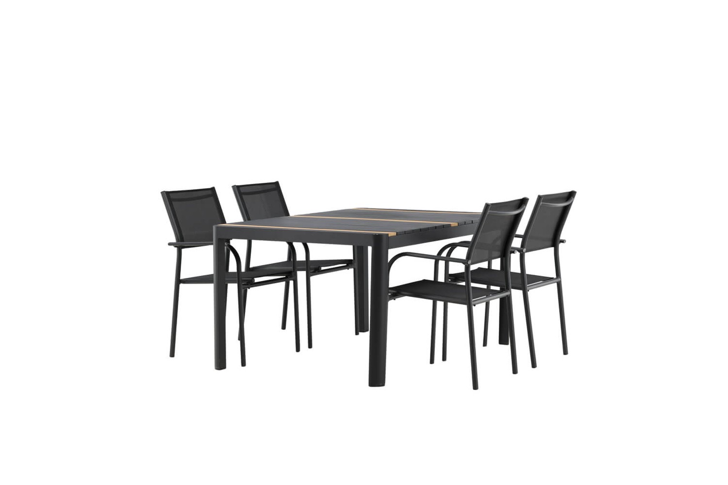 Togo & Santorini matgrupp 1 bord + 4 stolar svart Venture Home
