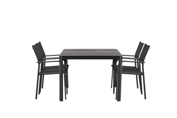 Togo & Santorini matgrupp 1 bord + 4 stolar svart Venture Home