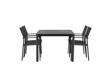 Togo & Santorini matgrupp 1 bord + 4 stolar svart Venture Home