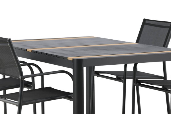Togo & Santorini matgrupp 1 bord + 4 stolar svart Venture Home