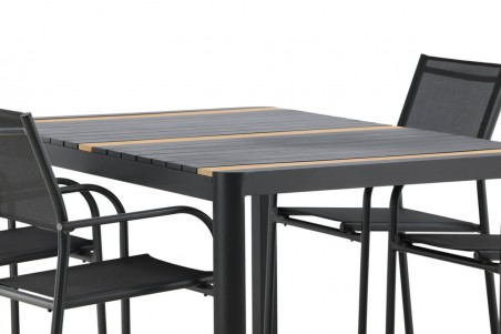 Togo & Santorini matgrupp 1 bord + 4 stolar svart Venture Home