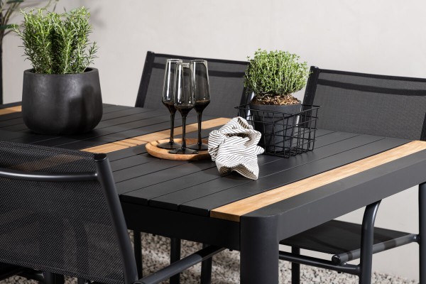 Togo & Santorini matgrupp 1 bord + 4 stolar svart Venture Home