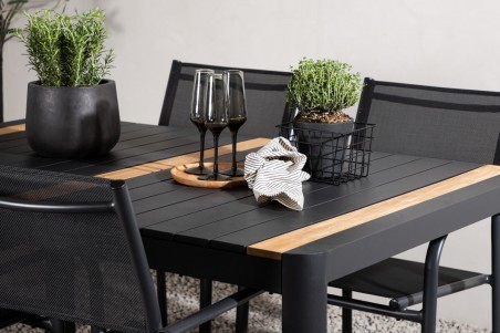 Togo & Santorini matgrupp 1 bord + 4 stolar svart Venture Home