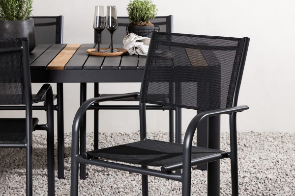 Togo & Santorini matgrupp 1 bord + 4 stolar svart Venture Home