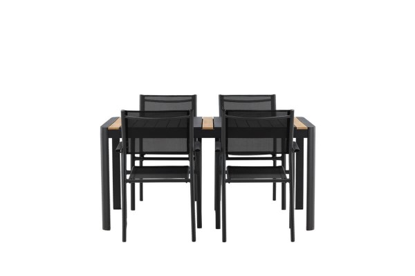 Togo & Santorini matgrupp 1 bord + 4 stolar svart Venture Home