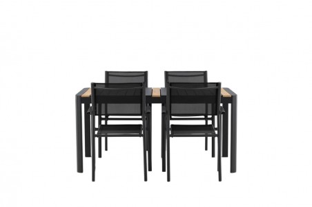 Togo & Santorini matgrupp 1 bord + 4 stolar svart Venture Home