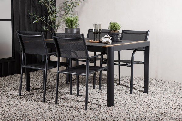 Togo & Santorini matgrupp 1 bord + 4 stolar svart Venture Home