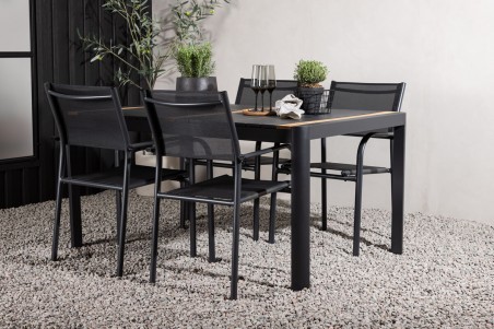 Togo & Santorini matgrupp 1 bord + 4 stolar svart Venture Home