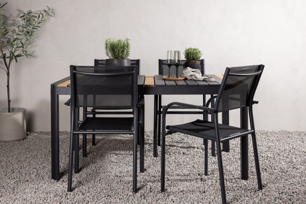Togo & Santorini matgrupp 1 bord + 4 stolar svart Venture Home