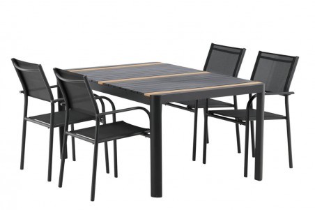 Togo & Santorini matgrupp 1 bord + 4 stolar svart Venture Home