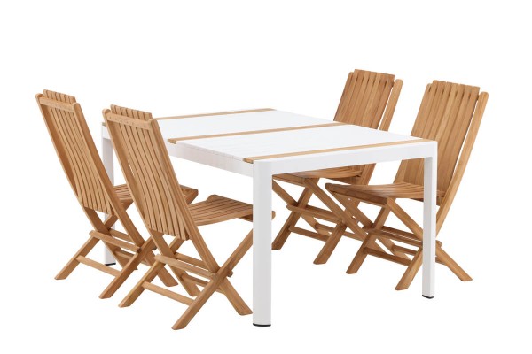 Togo & Ghana matgrupp 1 bord + 4 stolar vit/natur Venture Home