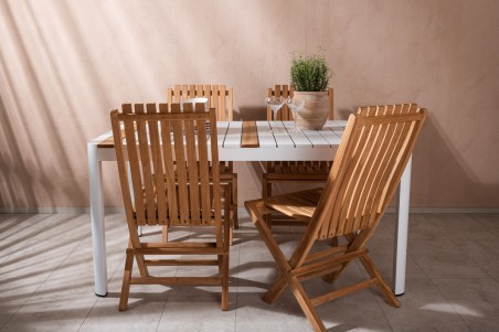Togo & Ghana matgrupp 1 bord + 4 stolar vit/natur Venture Home