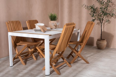 Togo & Ghana matgrupp 1 bord + 4 stolar vit/natur Venture Home