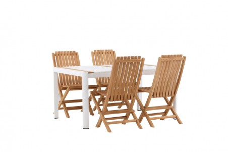 Togo & Ghana matgrupp 1 bord + 4 stolar vit/natur Venture Home