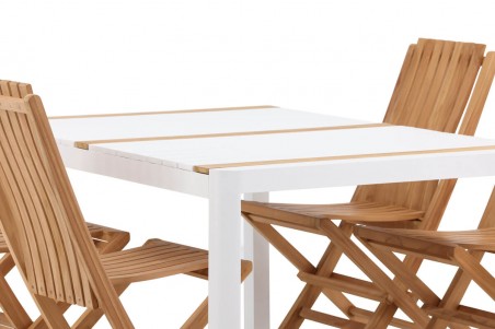 Togo & Ghana matgrupp 1 bord + 4 stolar vit/natur Venture Home