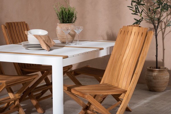 Togo & Ghana matgrupp 1 bord + 4 stolar vit/natur Venture Home
