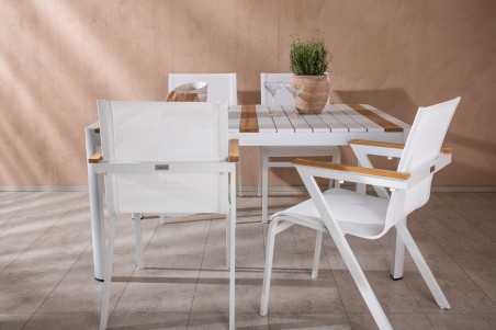 Togo & Mexico matgrupp 1 bord + 4 stolar vit Venture Home