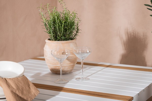 Togo & Lindos matgrupp 1 bord + 4 stolar brun/vit Venture Home
