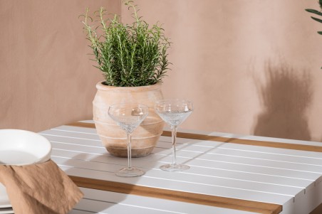 Togo & Lindos matgrupp 1 bord + 4 stolar brun/vit Venture Home